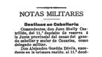 Anuncio de destino de Juan Shelly Castrillón a Canarias.