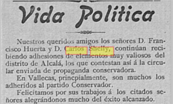 Carlos Shelly Correa participó activamente en la campaña en la que Francisco Silvela volvería, meses más tarde, a ser Presidente del Gobierno.
