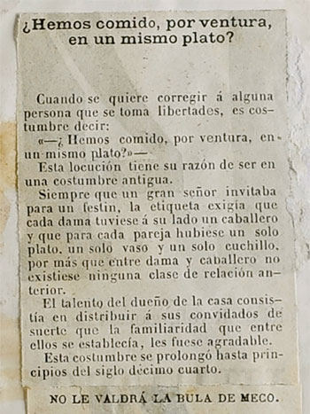 Recorte de periódico de un texto comentando un adagio latino de Marco Tulio Cicerón.
