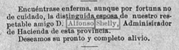 Nota de prensa sobre la salud de la mujer de Alfonso Shelly Correa.