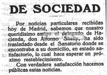 Nota de prensa sobre el estado de Alfonso Shelly Correa, tras su accidente.