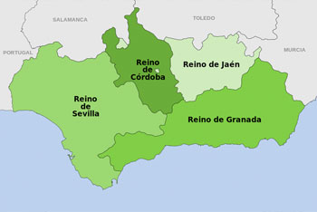 <b>1)</b> Los cuatro reinos de Andalucía.