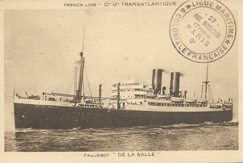 <b>1)</b> Trasatlantico <i>De La Salle</i>, en el que murió Manuela Shelly y Fernández de Córdoba en 1939.