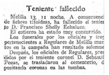 Comunicación del fallecimiento de Francisco Shelly Echaluce