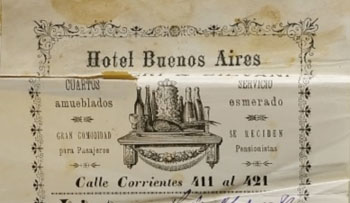 Menú del restaurante del Hotel Buenos Aires en la capital de Argentina.