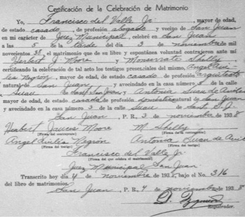Certificado del segundo matrimonio de Montserrat Shelly Soler.
